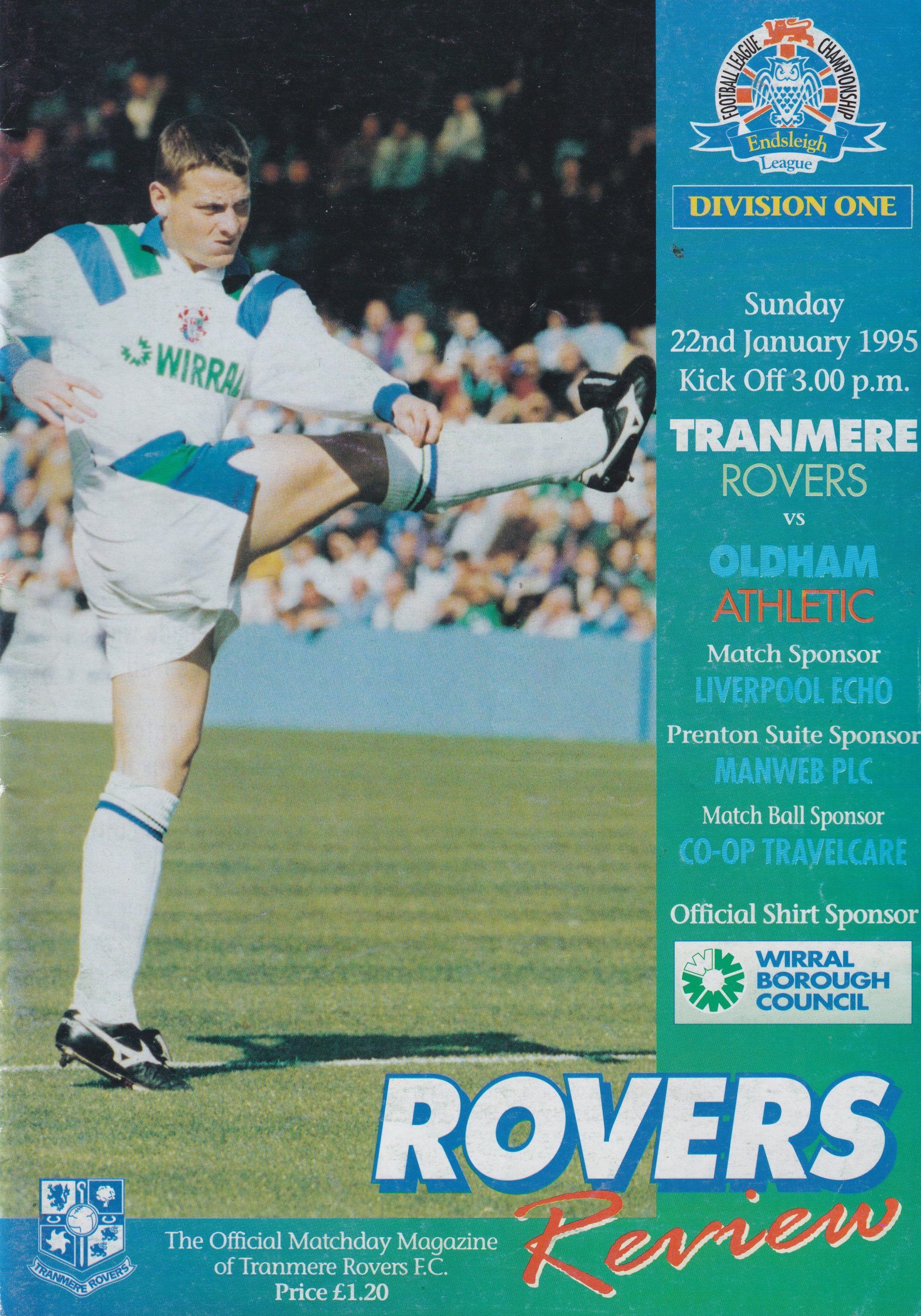 Tranmere Rovers v Oldham Athletic match programme